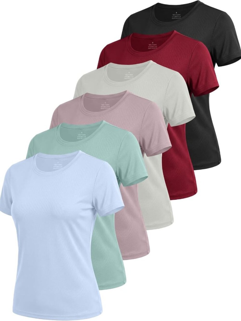 6 Pack Women's Athletic Workout Tops - Short Sleeve, Quick Dry T-Shirts